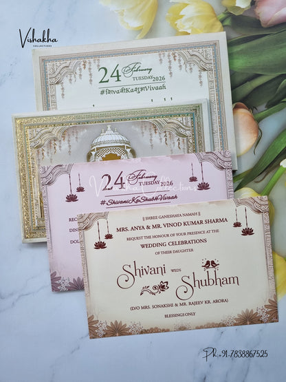 Hindu Muslim Christian Sikh Padded invitation Cards ATS-210