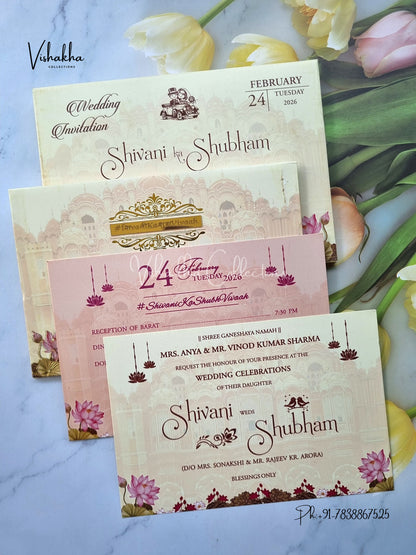 Hathi Hindu Sikh Padded invitation Cards ATS-211