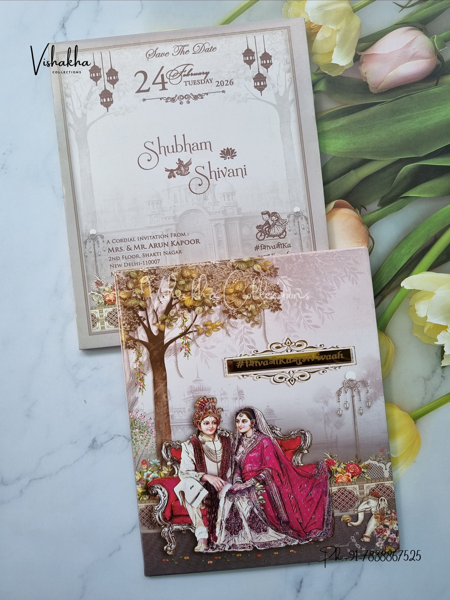 Dulah Dulhan Hindu Sikh Padded invitation Cards ATS-213