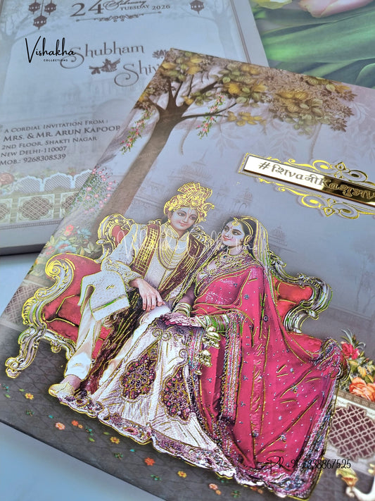 Dulah Dulhan Hindu Sikh Padded invitation Cards ATS-213