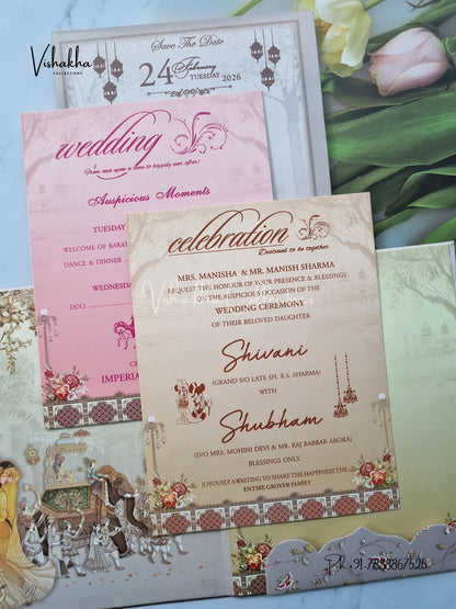 Dulah Dulhan Hindu Sikh Padded invitation Cards ATS-213