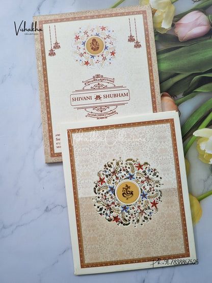 Flower Hindu Muslim Christian Sikh Padded invitation Cards ATS-214