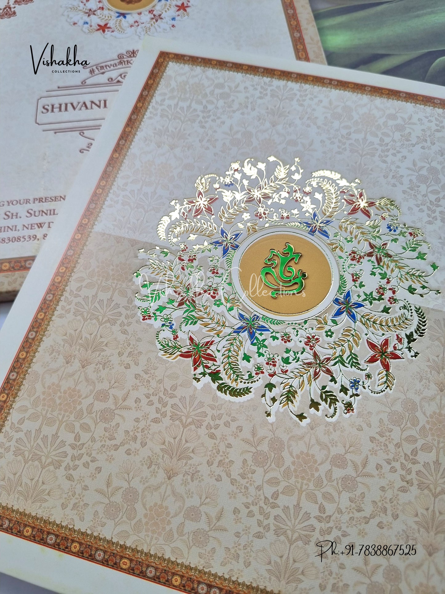 Flower Hindu Muslim Christian Sikh Padded invitation Cards ATS-214