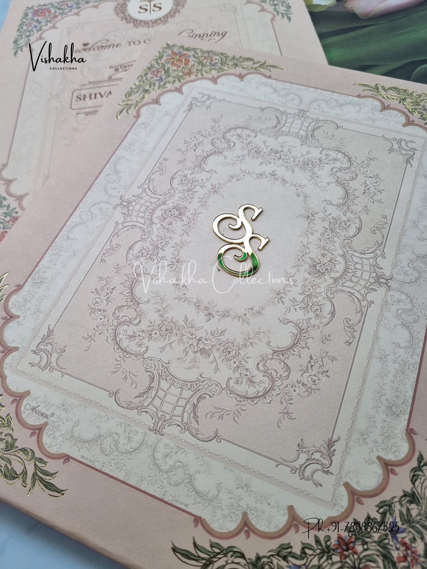 Flower Hindu Muslim Christian Sikh Padded invitation Cards ATS-218