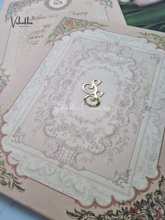 Flower Hindu Muslim Christian Sikh Padded invitation Cards ATS-218