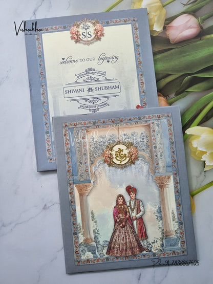 Dulah Dulhan Hindu Sikh Padded invitation Cards ATS-219