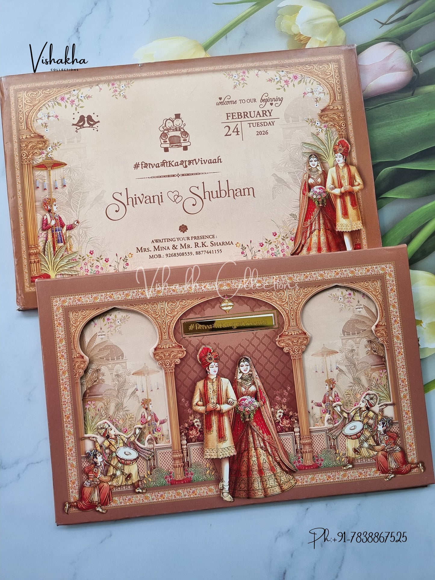 Barat Dulah Dulhan Hindu Sikh Padded invitation Cards ATS-224