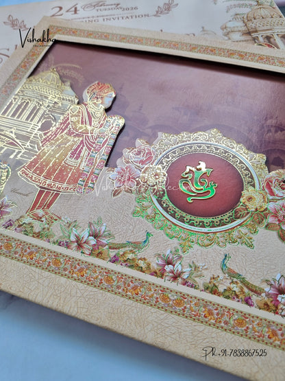 Hathi Dulah Dulhan Hindu Sikh Padded invitation Cards ATS-225