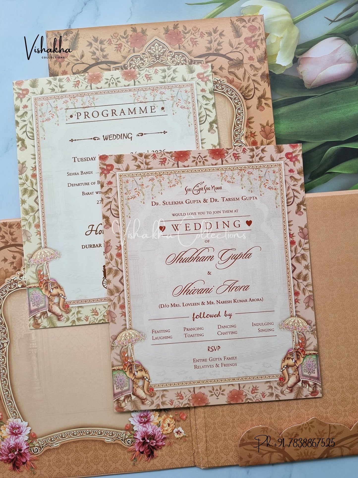 Dulah Dulhan Hindu Sikh Padded invitation Cards ATS-227