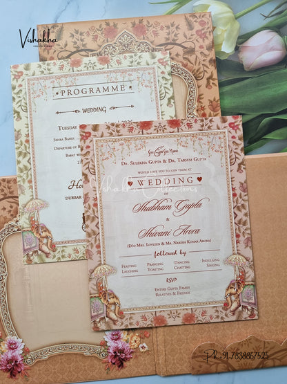 Dulah Dulhan Hindu Sikh Padded invitation Cards ATS-227