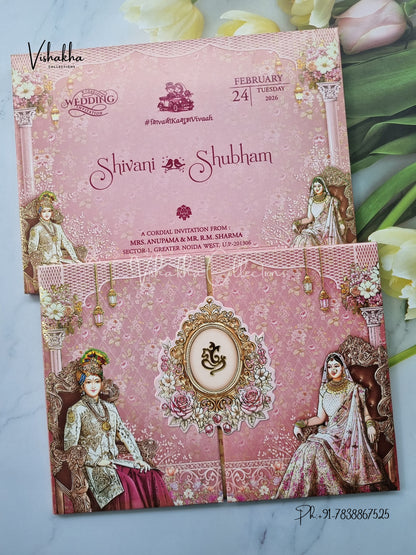 Dulah Dulhan Double Door Hindu Sikh Padded invitation Cards ATS-232