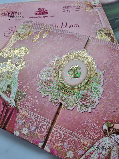 Dulah Dulhan Double Door Hindu Sikh Padded invitation Cards ATS-232
