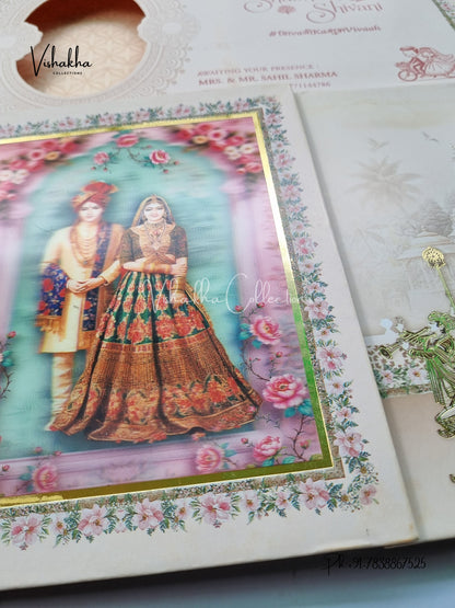 Barat Hathi Dulah Dulhan Hindu Sikh Padded invitation Cards ATS-235-5D