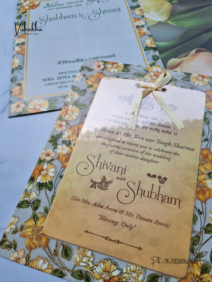 Flower Hindu Muslim Christian Sikh invitation Cards ATS-4203