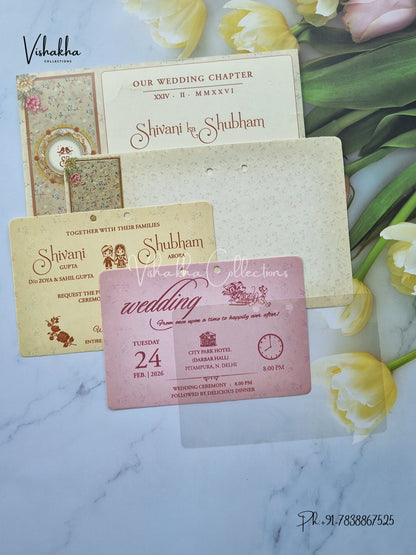 Flower Hindu Muslim Christian Sikh invitation Cards ATS-4206
