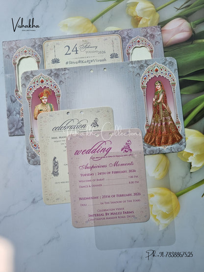 Dulah Dulhan Hindu Sikh invitation Cards ATS-4209