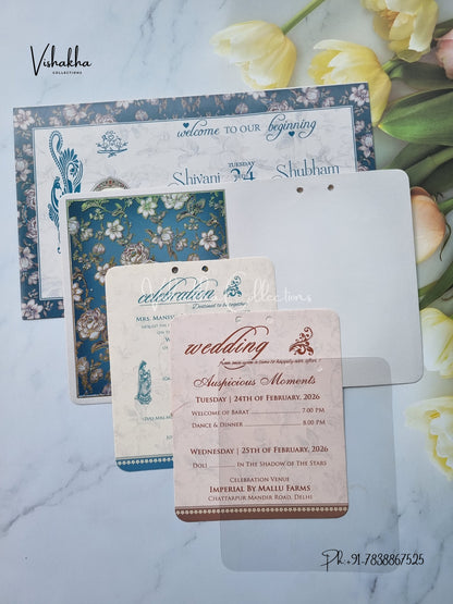 Flower Hindu Muslim Christian Sikh invitation Cards ATS-4210