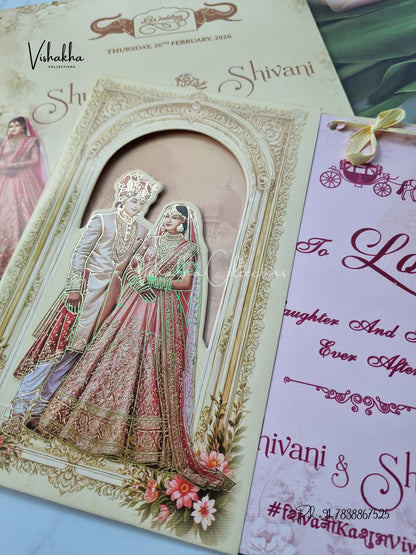 Unique Concept Semi Box Dulah Dulhan Hindu Sikh invitation Cards ATS-4221