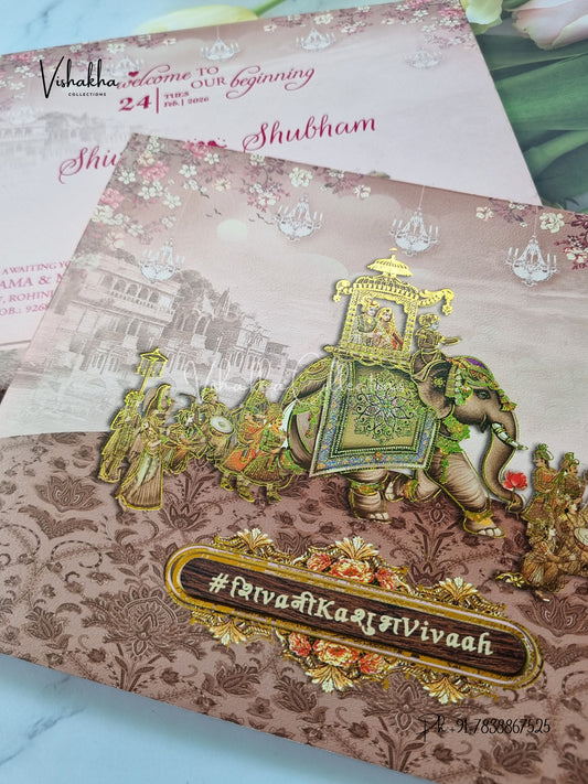 Barat Semi Box Hindu Sikh invitation Cards ATS-5101