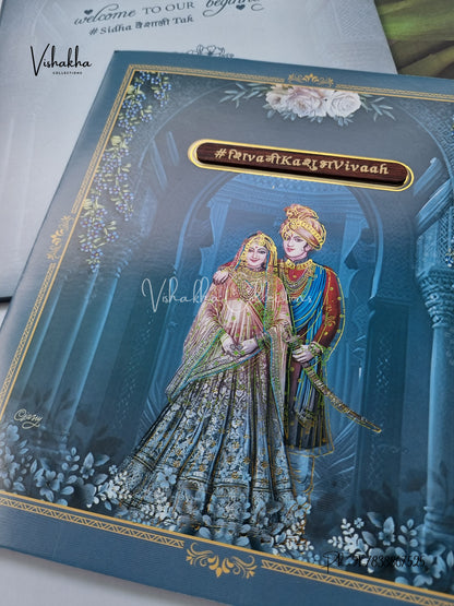 Semi Box Dulah Dulhan Hindu Sikh invitation Cards ATS-5120