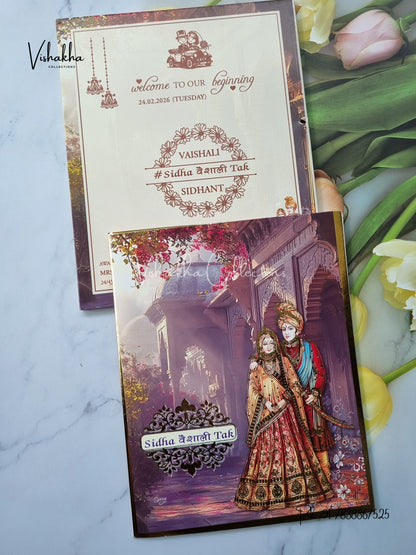 Semi Box Dulah Dulhan Hindu Sikh invitation Cards ATS-5145