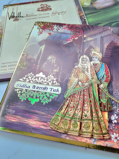 Semi Box Dulah Dulhan Hindu Sikh invitation Cards ATS-5145