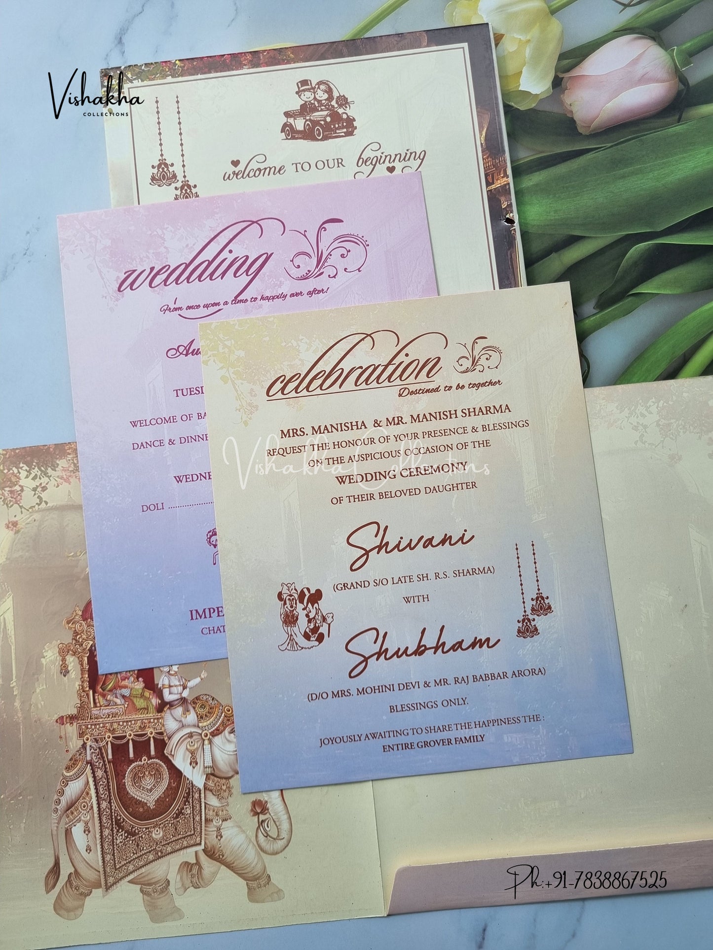 Semi Box Dulah Dulhan Hindu Sikh invitation Cards ATS-5145