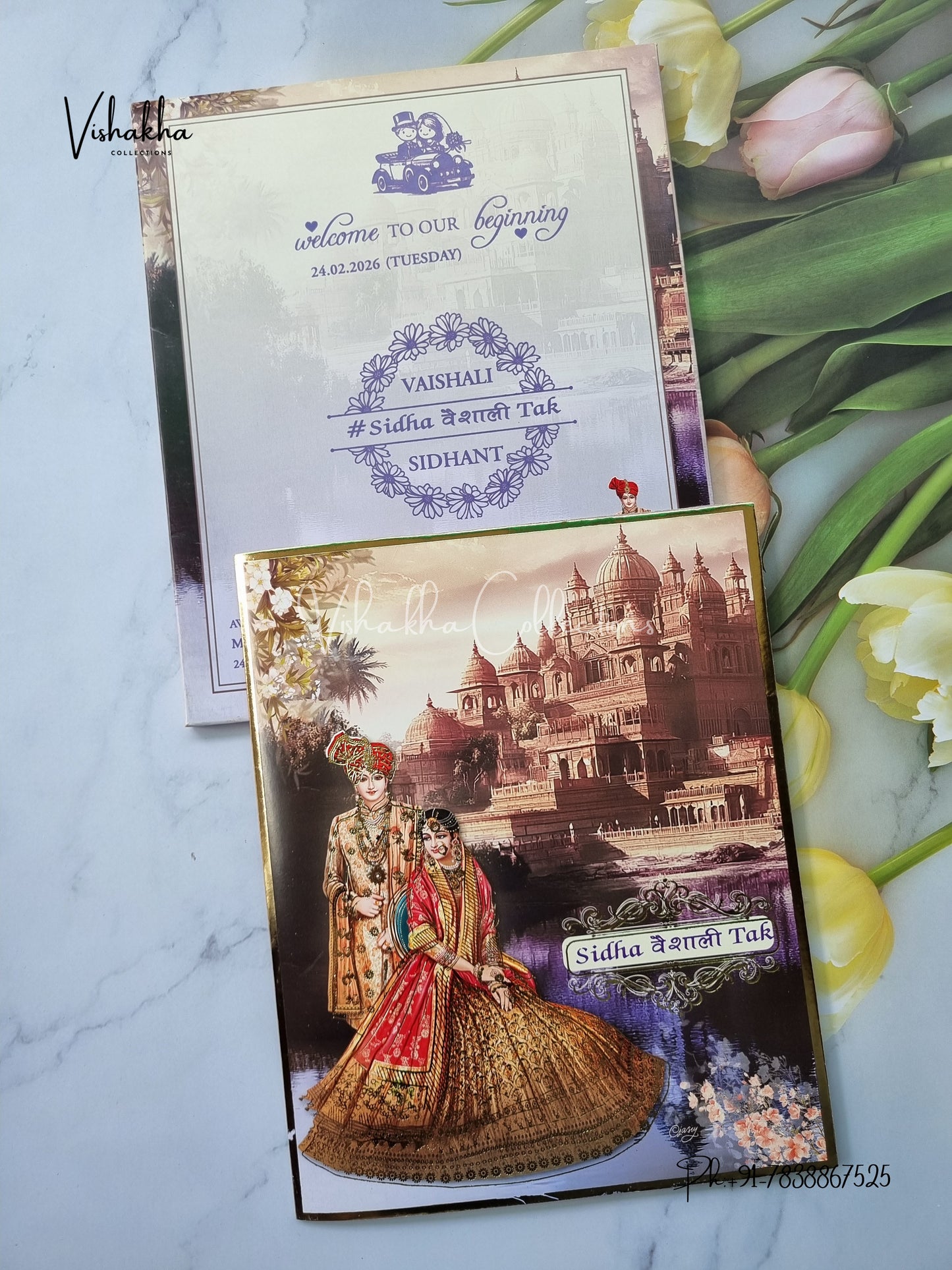 Semi Box Dulah Dulhan Hindu Sikh invitation Cards ATS-5146