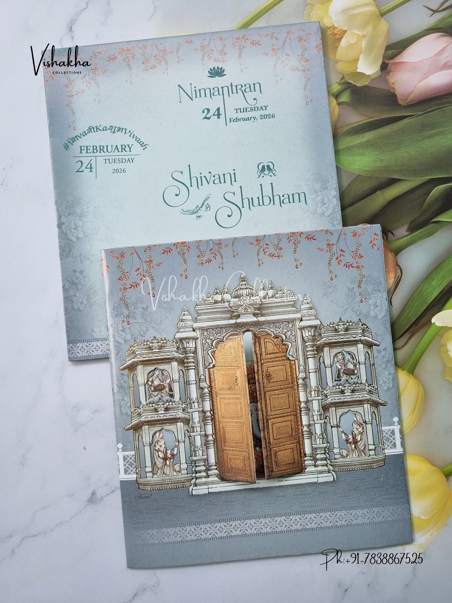 Unique Concept Semi Box Double Door Hindu Sikh invitation Cards ATS-5202