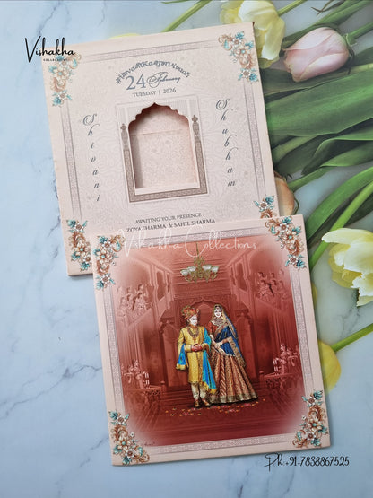 Semi Box Dulah Dulhan Hindu Sikh invitation Cards ATS-5203