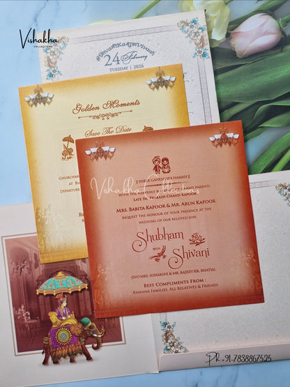 Semi Box Dulah Dulhan Hindu Sikh invitation Cards ATS-5203