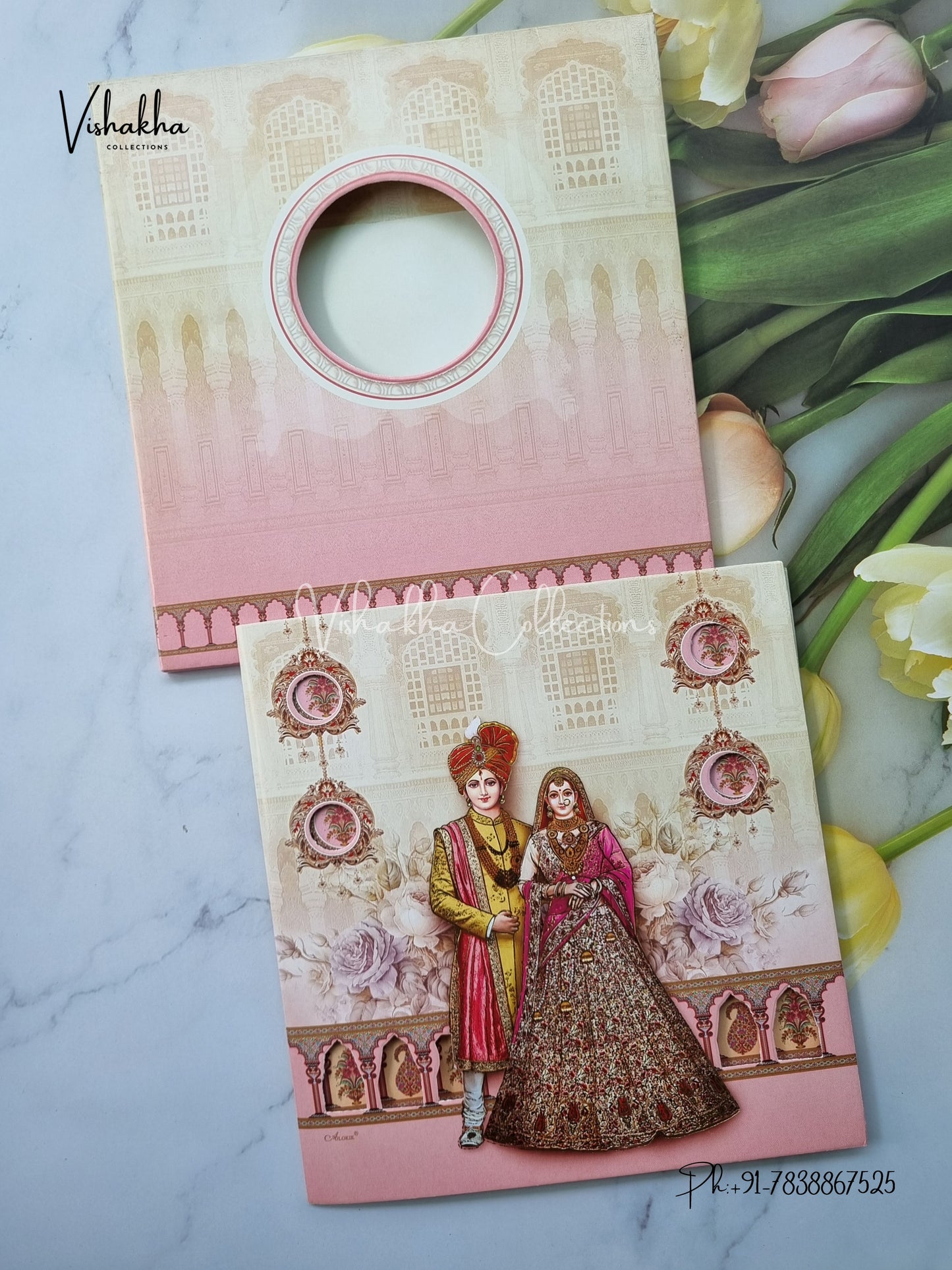 Semi Box Dulah Dulhan Hindu Sikh invitation Cards ATS-5205
