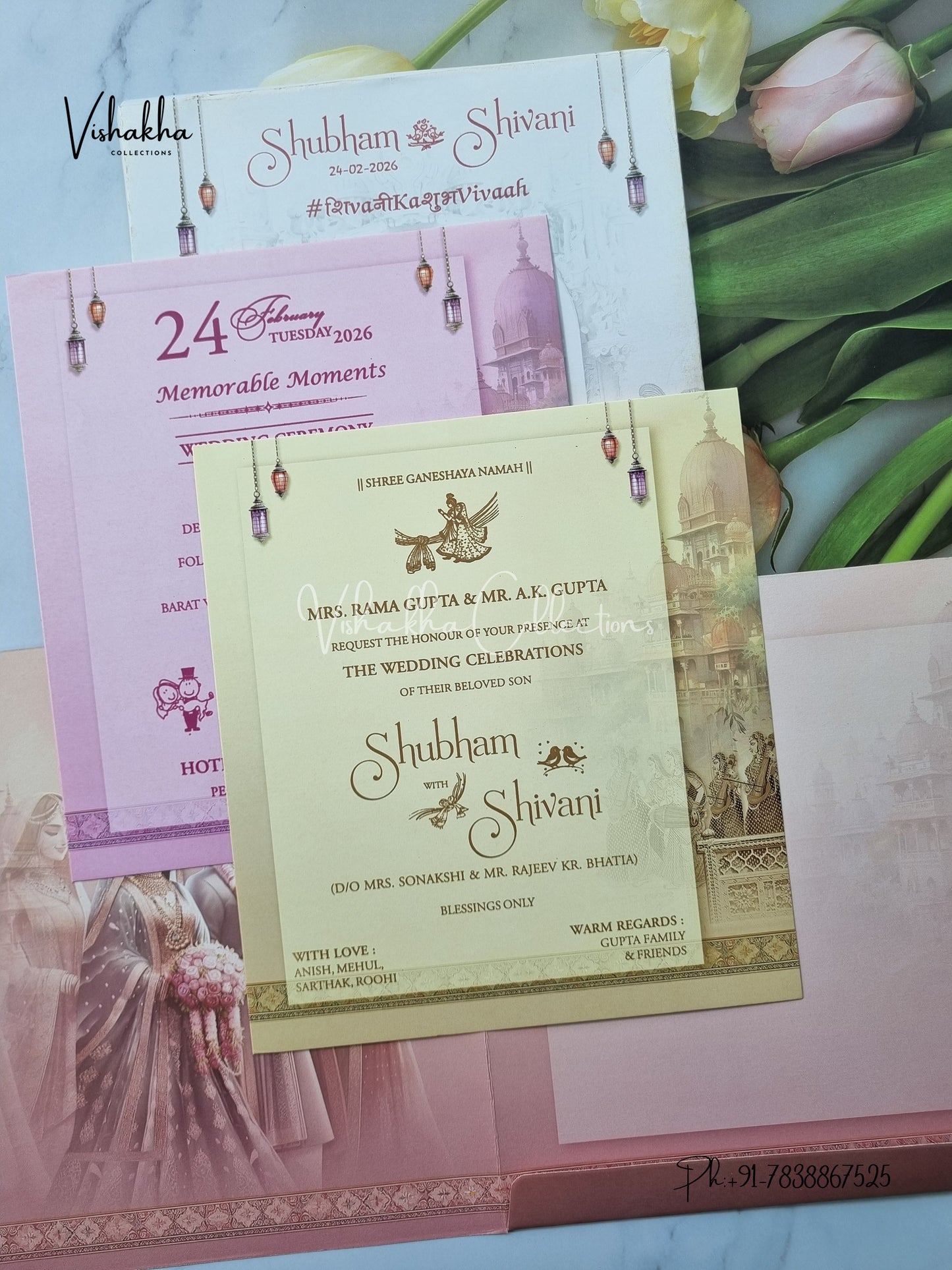 Semi Box Hathi Dulah Dulhan Hindu Sikh invitation Cards ATS-5210