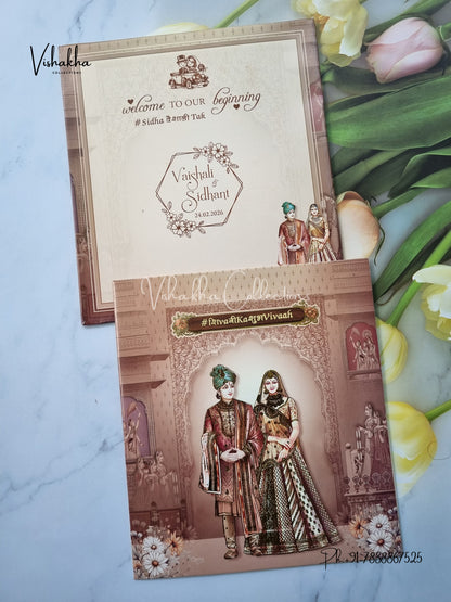Semi Box Dulah Dulhan Hindu Sikh invitation Cards ATS-5218