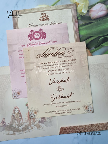 Semi Box Dulah Dulhan Hindu Sikh invitation Cards ATS-5218