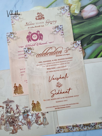 Semi Box Dulah Dulhan Hindu Sikh invitation Cards ATS-5221
