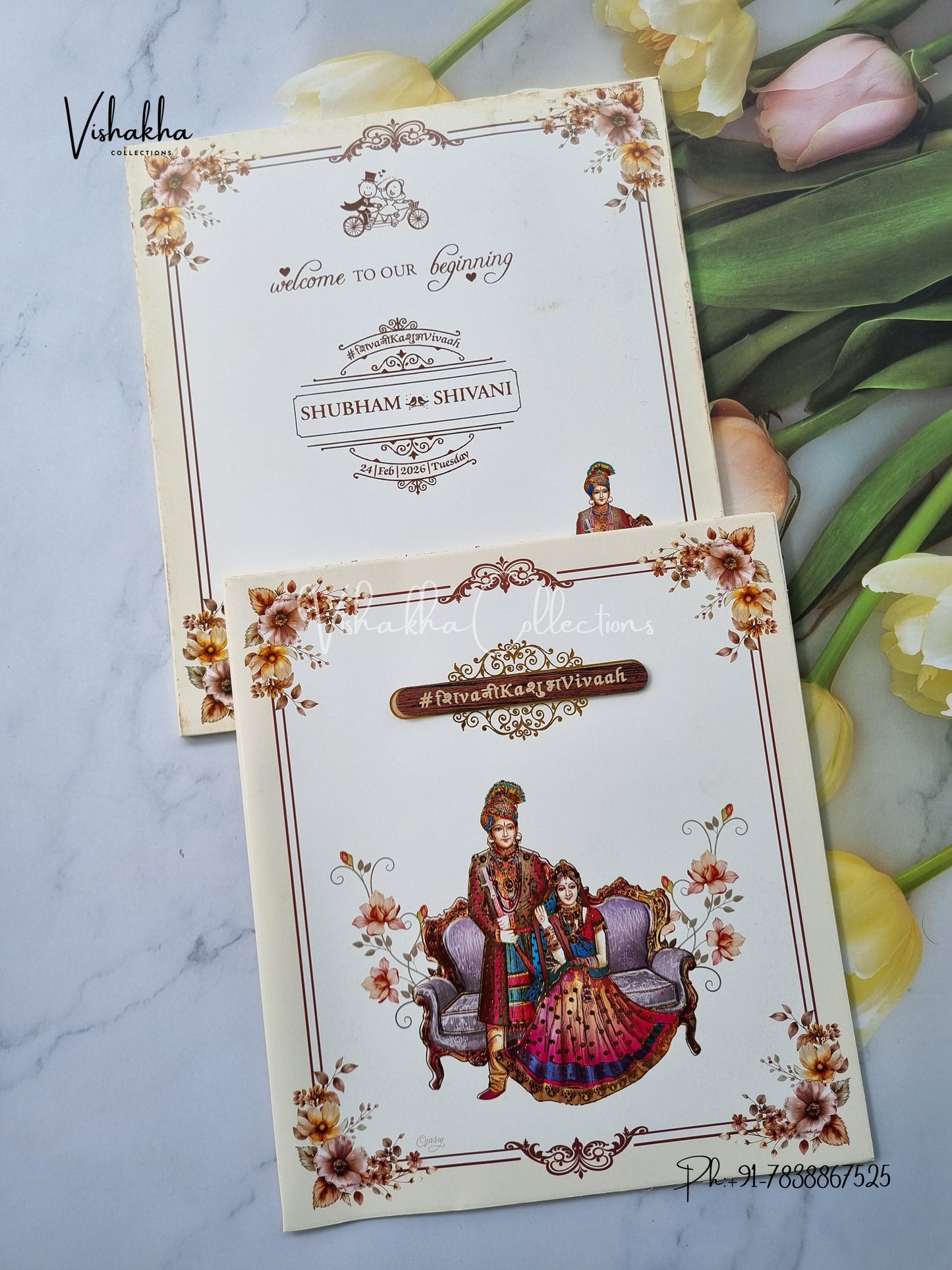 Semi Box Dulah Dulhan Hindu Sikh invitation Cards ATS-5222