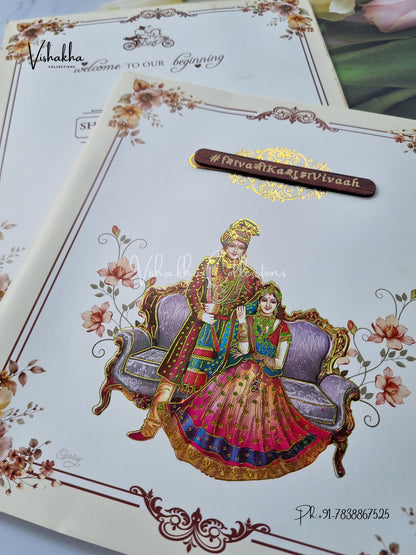Semi Box Dulah Dulhan Hindu Sikh invitation Cards ATS-5222