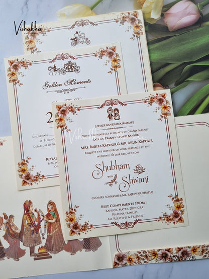 Semi Box Dulah Dulhan Hindu Sikh invitation Cards ATS-5222