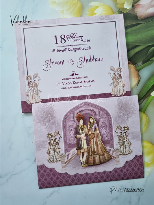 Semi Box Dulah Dulhan Hindu Sikh invitation Cards ATS-5224