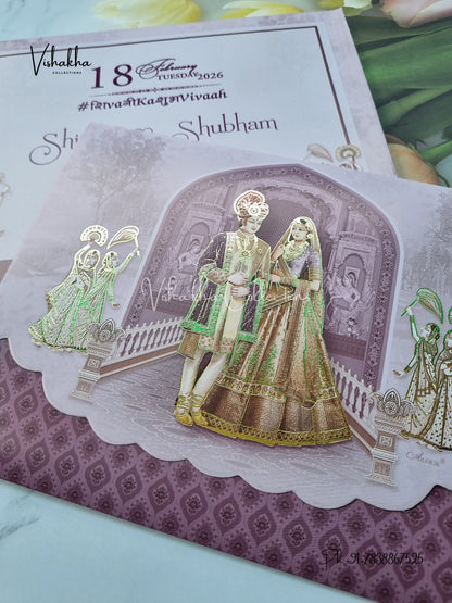 Semi Box Dulah Dulhan Hindu Sikh invitation Cards ATS-5224