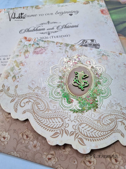 Semi Box Flower Hindu Muslim Christian Sikh invitation Cards ATS-5225