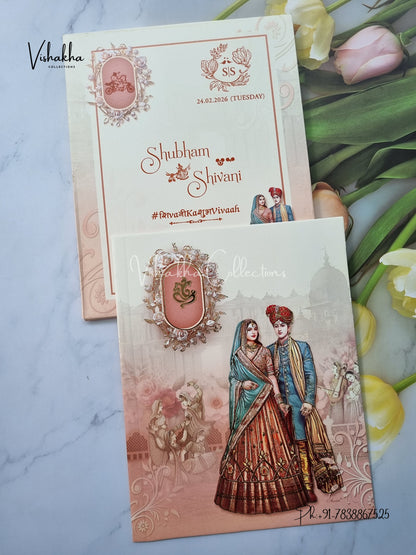 Semi Box Dulah Dulhan Hindu Sikh invitation Cards ATS-5228