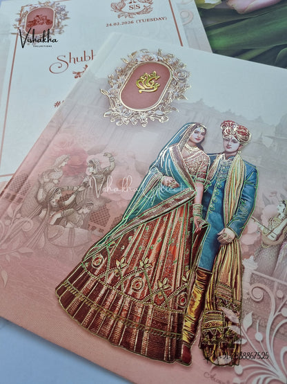 Semi Box Dulah Dulhan Hindu Sikh invitation Cards ATS-5228