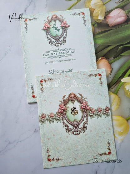 Semi Box Flower Hindu Muslim Christian Sikh invitation Cards ATS-5229