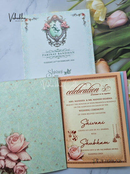 Semi Box Flower Hindu Muslim Christian Sikh invitation Cards ATS-5229