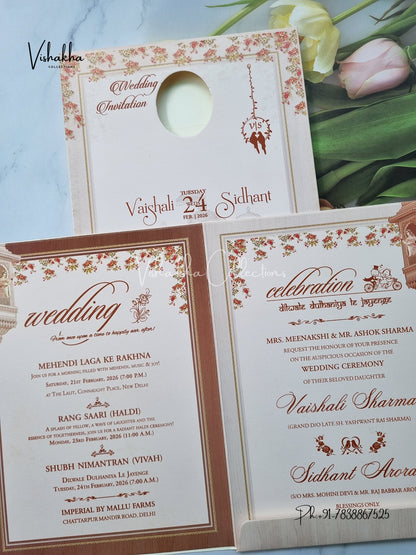Semi Box Dulah Dulhan Hindu Sikh invitation Cards ATS-5237