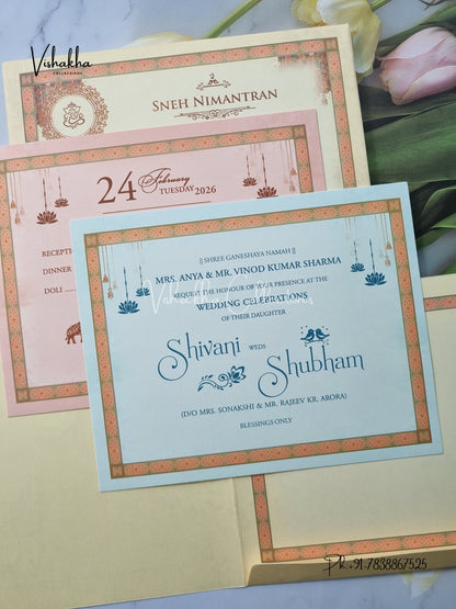 Semi Box Dulah Dulhan Hindu Sikh invitation Cards ATS-5256