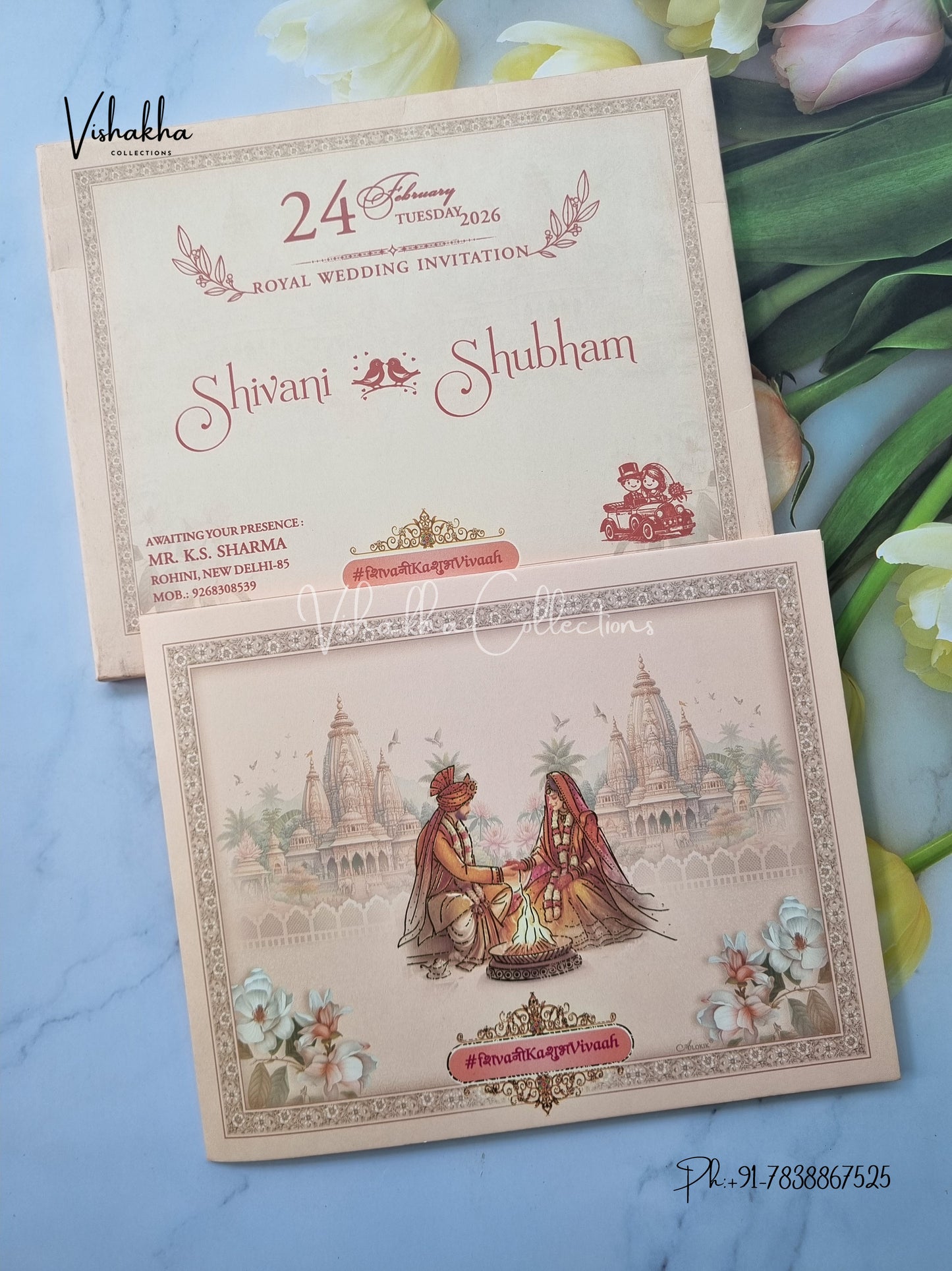 Semi Box Dulah Dulhan Hindu Sikh invitation Cards ATS-5257
