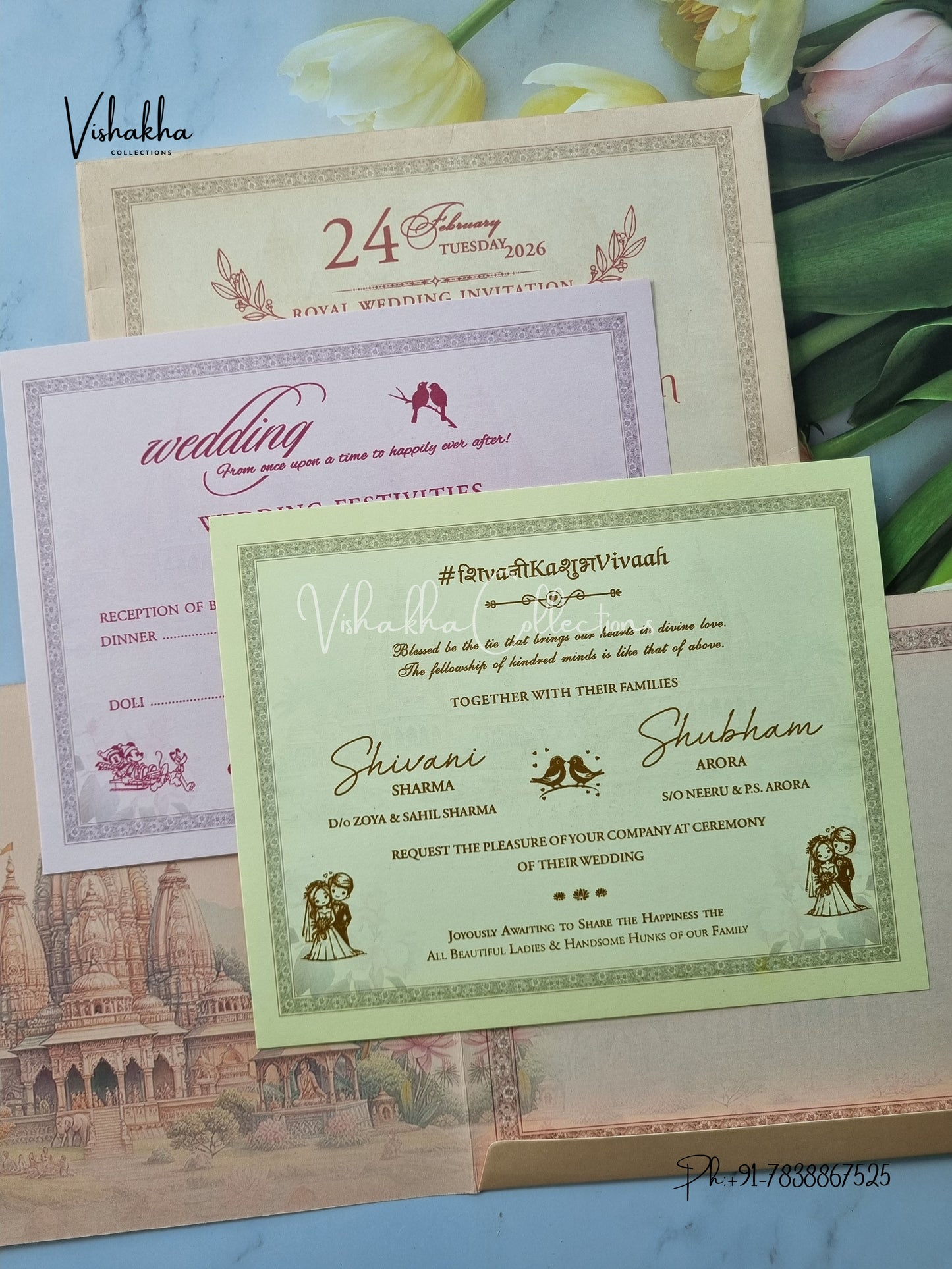 Semi Box Dulah Dulhan Hindu Sikh invitation Cards ATS-5257